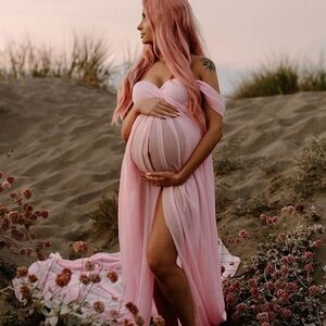 Elegant Pink Maternity Dress
